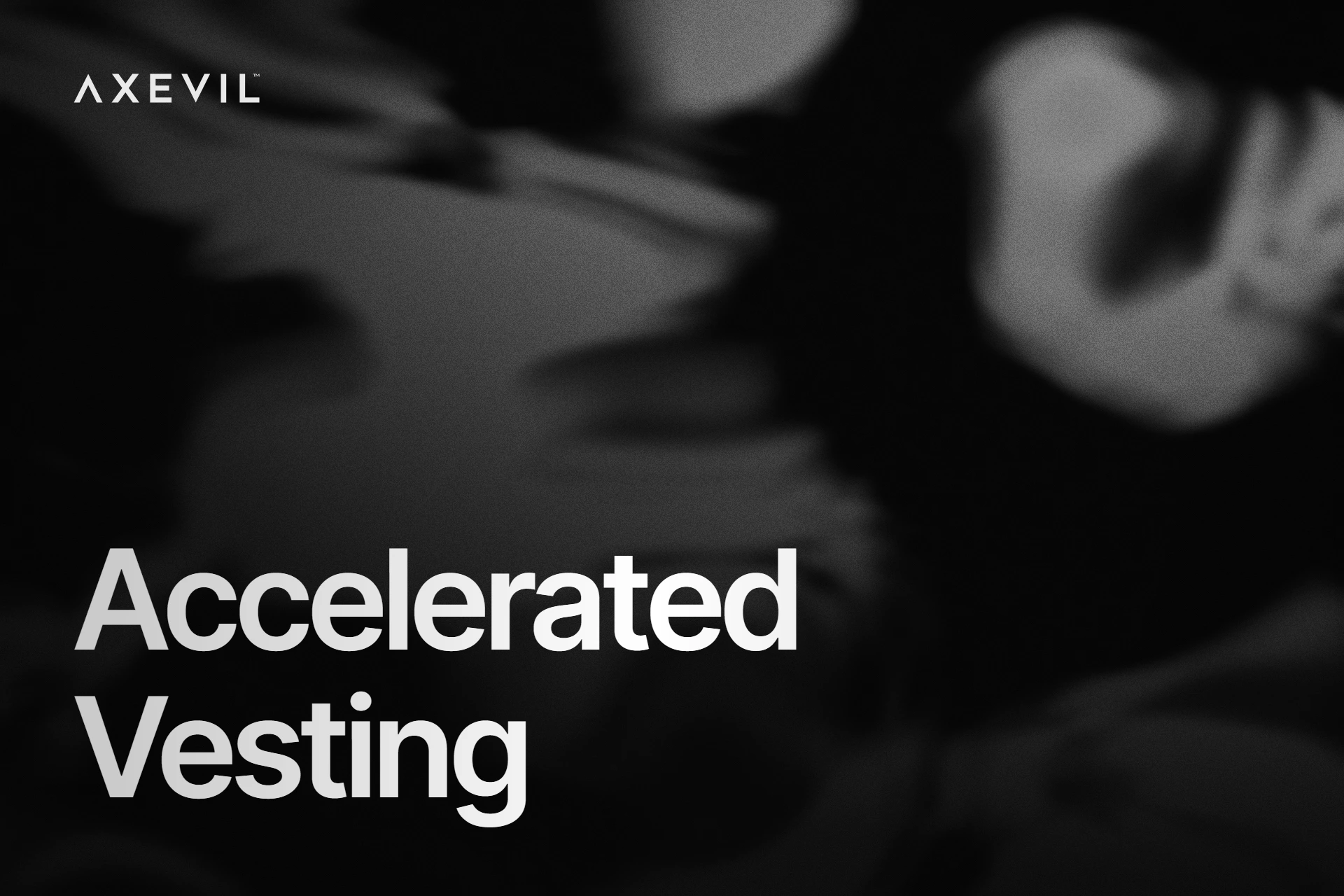 Cover: "Accelerated Vesting" set over dark soft-edged organic ink shapes.