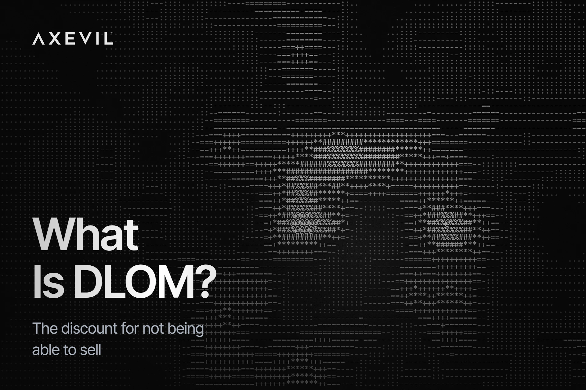Cover: "What Is DLOM?" set over an ASCII character-noise texture.
