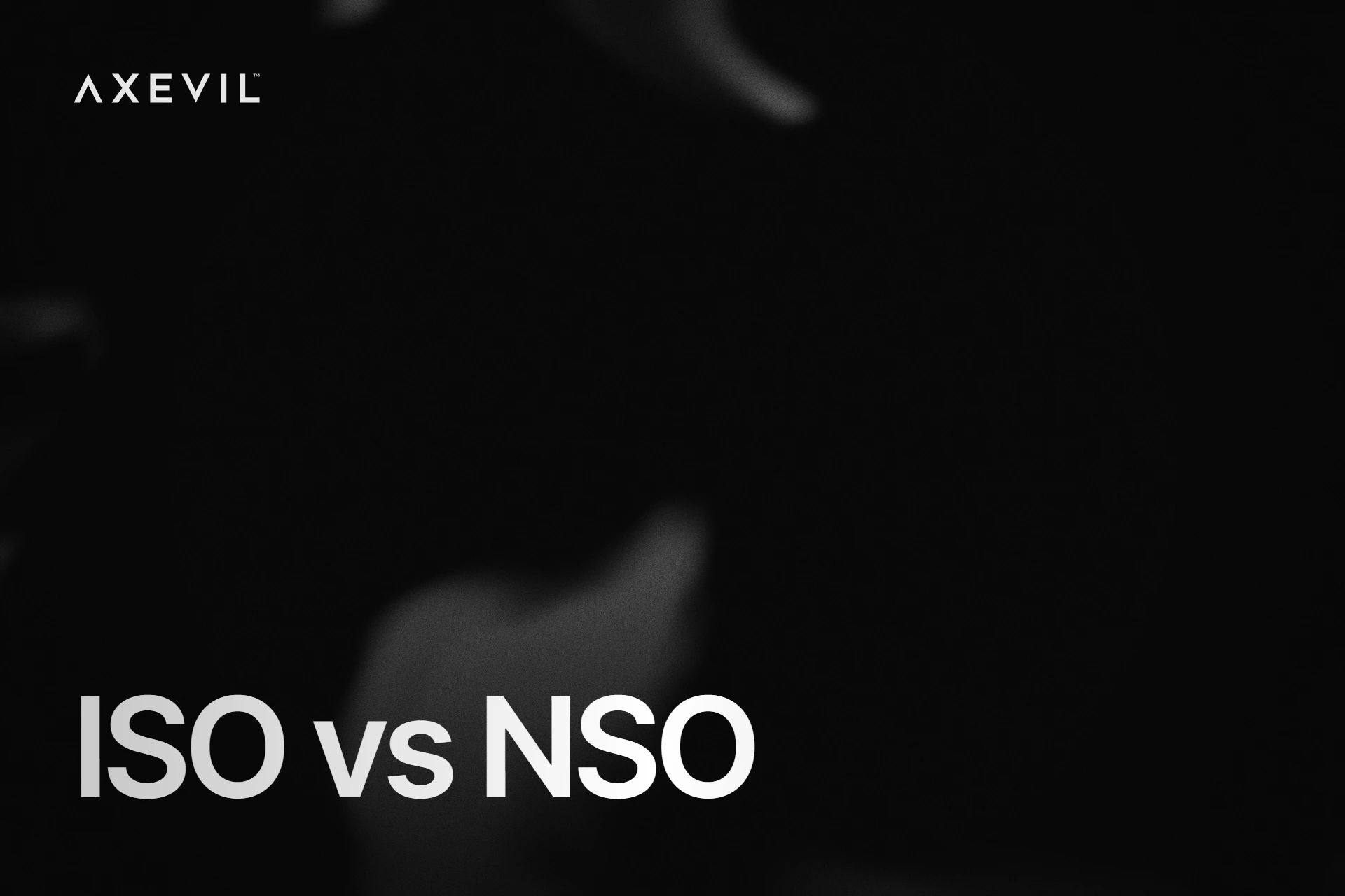 Cover: "ISO vs NSO" set over dark soft-edged organic ink shapes.