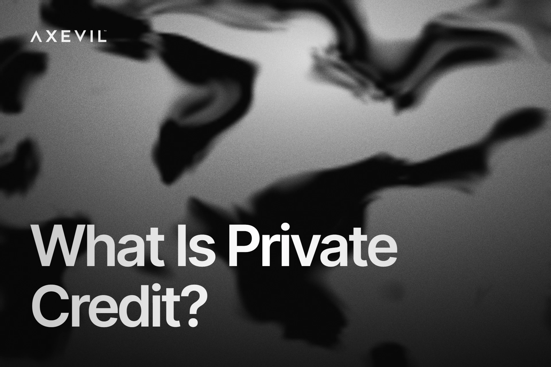 Cover: "What Is Private Credit?" set over dark soft-edged organic ink shapes.