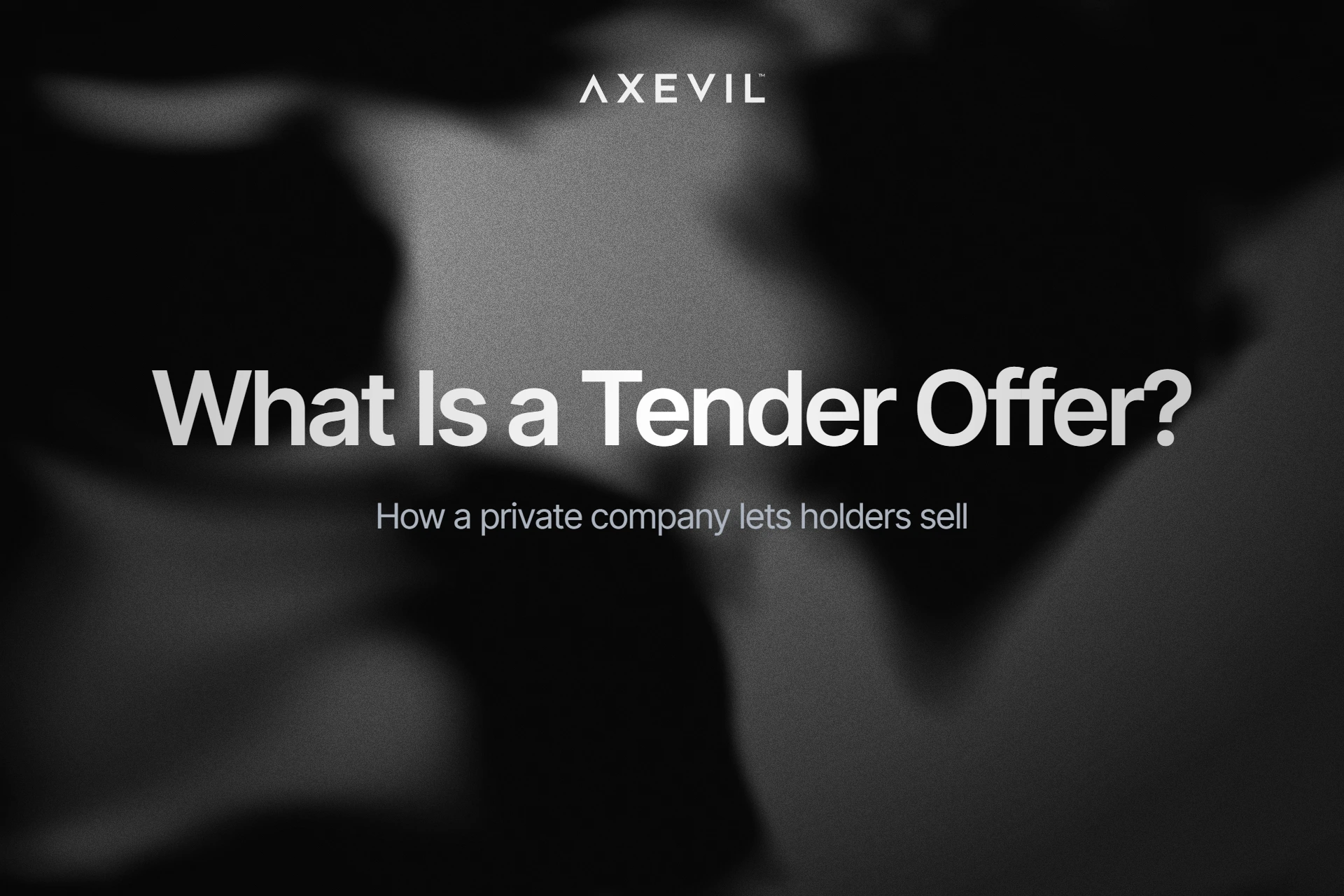 Cover: "What Is a Tender Offer?" set over dark soft-edged organic ink shapes.